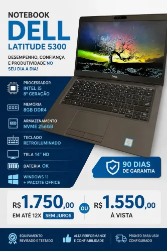 Notebook Dell Latitude 5300 i5 oitava geração 