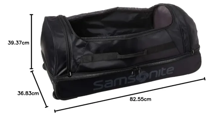 Bolsa de Viagem Samsonite 32" (ENORME) IMPORTADA com Rodinhas preta com azul - Seminova