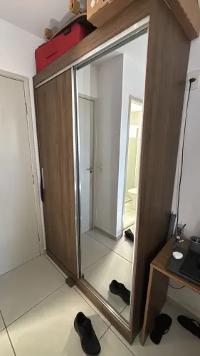 Guarda-Roupa 2 Portas de Correr com Espelho 217 cm