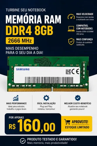 Memória RAM DDR4 8GB 2666MHz