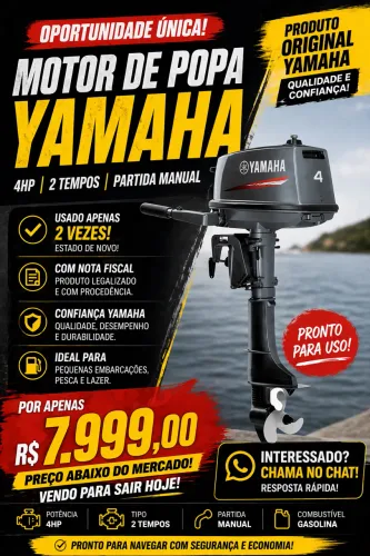 Baixou o preço Motor 4hp Yamaha USADO 2 vezes apenas com nota fiscal