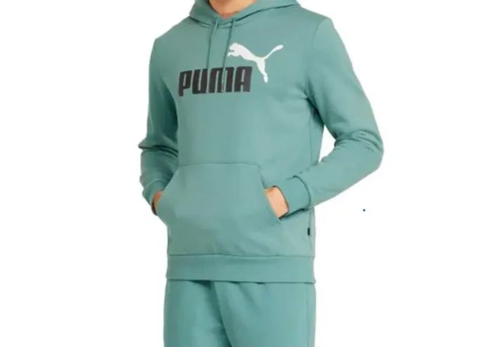 Moletom Puma Fechado Canguru Essentials Big Logo Verde Água - Verde água