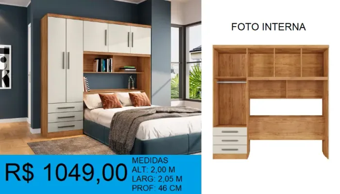 Guarda Roupa para Cama Embutida Entrega e Montagem Gratis