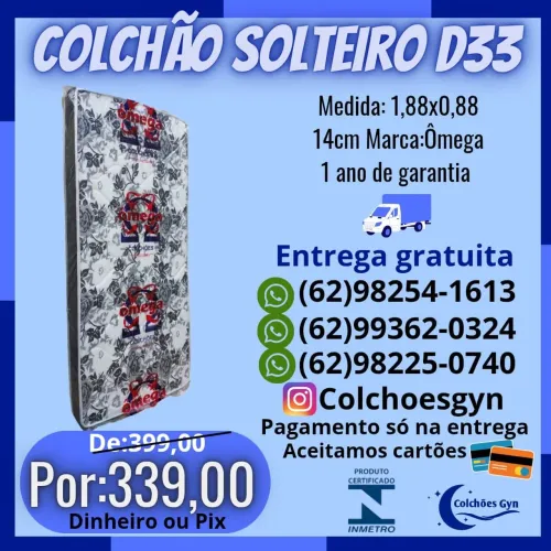 COLCHÃO SOLTEIRO D33 ENTREGA GRATUITA