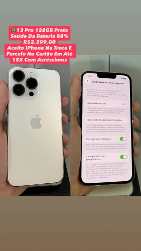 iPhone 13 Pro 128GB Prata - Saúde Da Bateria 88% (Usado)