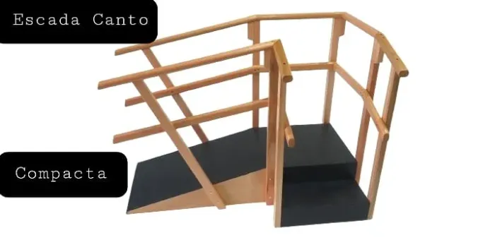 Escada Canto Compacta Rampa Degrau Corrimãos Duplos