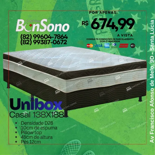 Unibox espuma d28 casal solteiro bicama Bonsono