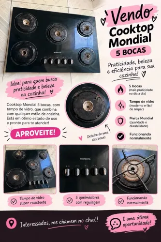 ? VENDO COOKTOP MONDIAL 5 BOCAS ? Cooktop Mondial 5 bocas