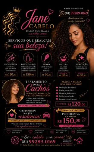 Cabeleireira a Domicílio - Progressiva, Botox, Tintura e Cachos