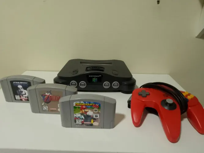 Nintendo 64 Original - Zelda Ocarina + Mario Kart + Star Wars [TUDO ORIGINAL]