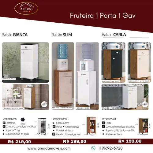 Fruteira 1 Porta 1 Gav - à pronta entrega