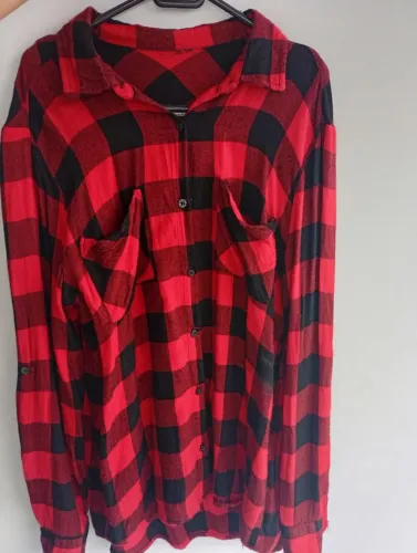 Camisa xadrez M vermelha