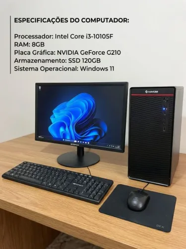 Computador Completo Intel Core i3 / 8GB RAM / SSD / Monitor e Teclado.