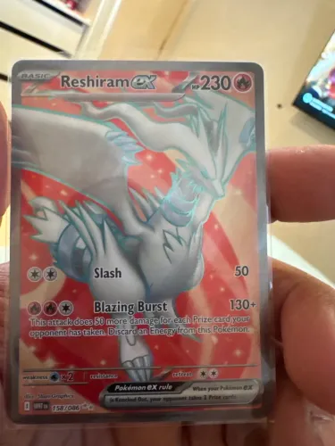 Carta Pokemom Reshiram Ex Full Arte Coleção Fogo Branco inglês
