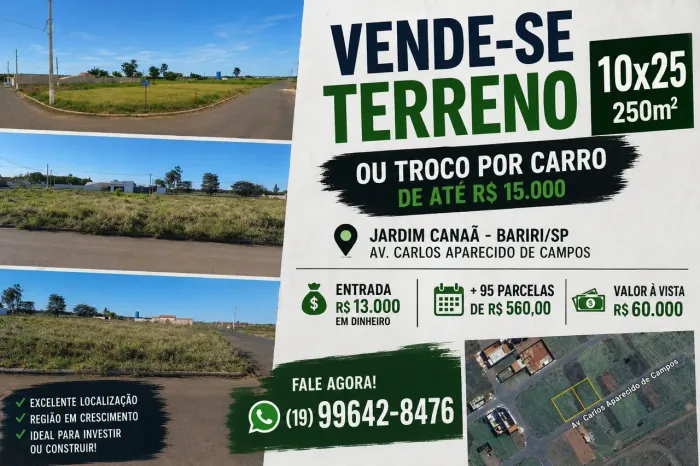 TERRENO À VENDA ? JARDIM CANAÃ | BARIRI-SP