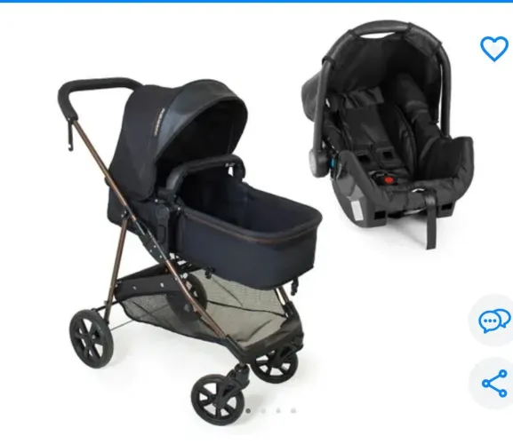 Travel System Galzerano Napoli 1452 Com Base Para Carro Trio Preto E Cobre