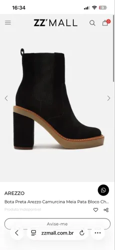 Bota couro nobuck Arezzo 37 Marrom e preta