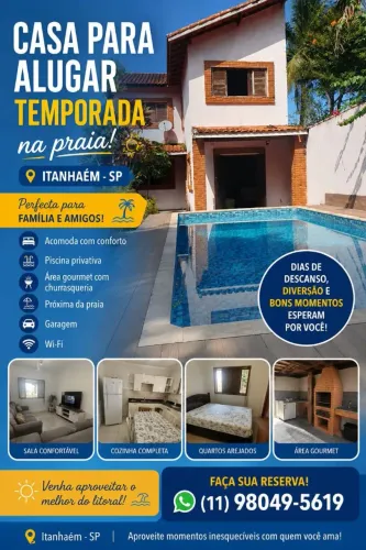 Casa com piscina , centro de belas artes , praia dos sonhos/cibratel 1.