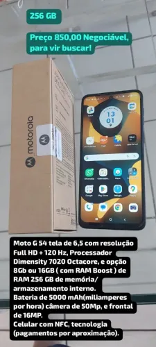 Moto G54 256Gb tela 8.0 carregador super bateria 5000 amperes
