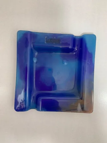 Cinzeiro de Vidro Quadrado Azul