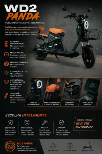 Scooter elétrica WD2 Panda Na garantia 