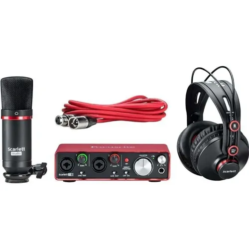 Kit Interface Audio Focusrite Scarlett 2i2 Studio 4th Gen Cor Vermelho