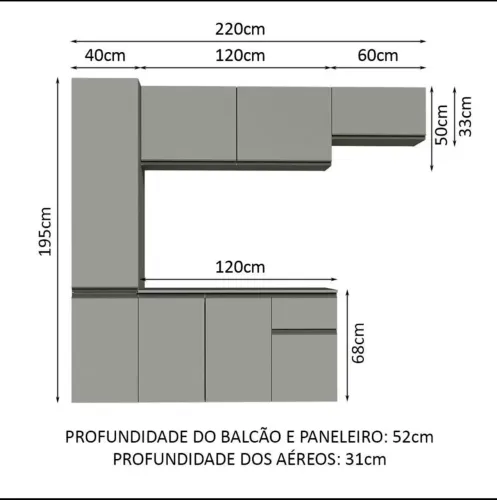 Armário de Cozinha Madesa Lacrado