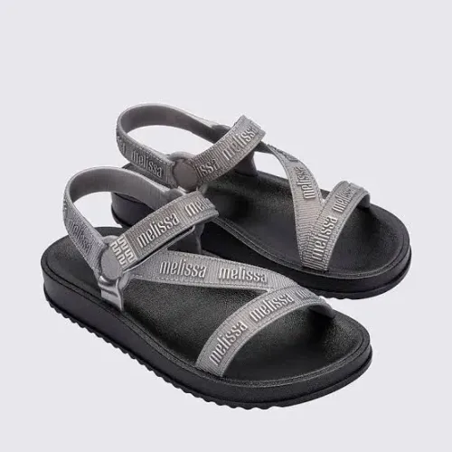 Melissa Stripes Preto metalizado