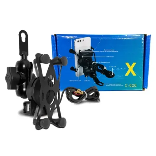 Suporte Celular Moto Garra Aranha com Carregador USB