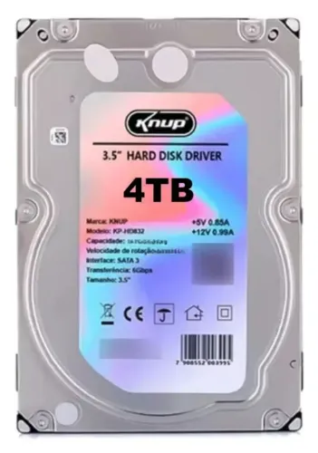 HD Interno 4TB Knup 3.5 SATA III 7200RPM 6Gbps Para PC DVR Servidor