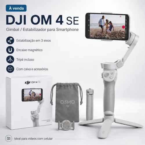 DJI OM 4 SE Original Gimbal Estabilizador para Celular mais Caixa e Acessórios