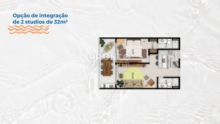 Flat com 1 quarto em Carneiros