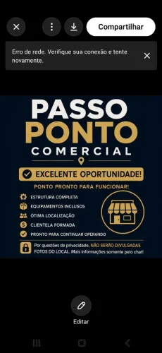 Loja em funcionamento passo o ponto