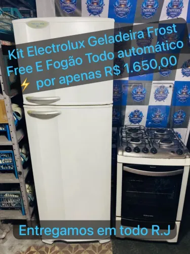 Kit geladeira Frost Free geladeira Frost Free+ fogão 4 bocas 1.650