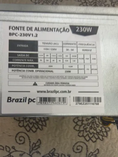Fonte ATX 230W BPC 230V1.2 Brasil PC 20 a 24 pinos
