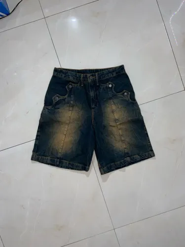 bermuda jeans barra crew b garça marmorizada