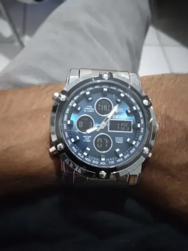relógio masculino Esportivo Skmei Analógico digital pulseira Aço Inox