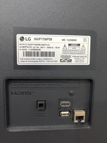 Televisão LG 55 polegadas 5555UP7750PSB com defeito