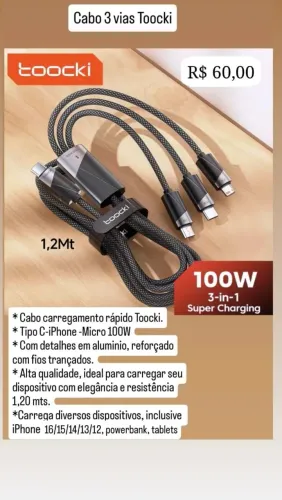 Cabo 3 vias Toocki 100W