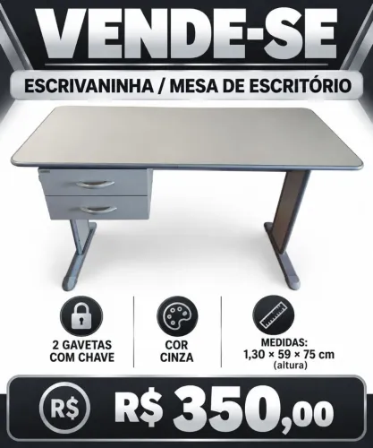 Mesa Escritório Aço/MDF 2 gavetas