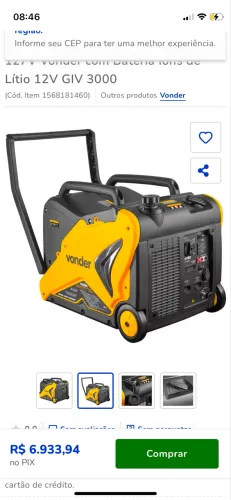 Gerador vonder giv 3000( usado 3hs )
