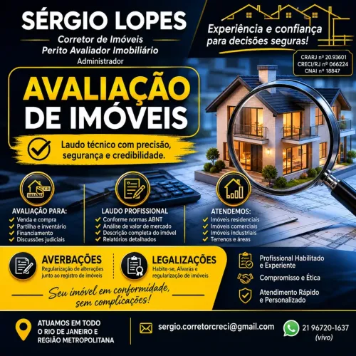 Avaliação de Imóveis Urbanos e Rurais com laudo técnico Cod(932IV)