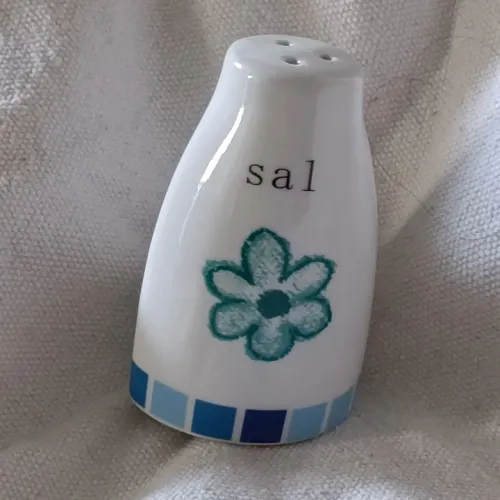 Saleiro Porcelana com Imagem Retrô de Flor Azul