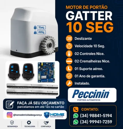 Motor de Portão Deslizante Peccinin Gatter (Instalado)