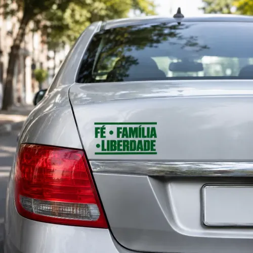 Adesivo Fé Familia Liberdade Verde Bandeira 30x20cm Vinil Recortado