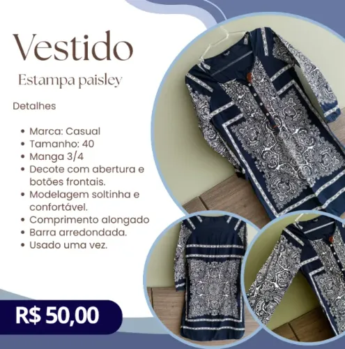 Vestido Casual Estampado Paisley - Tam. 40