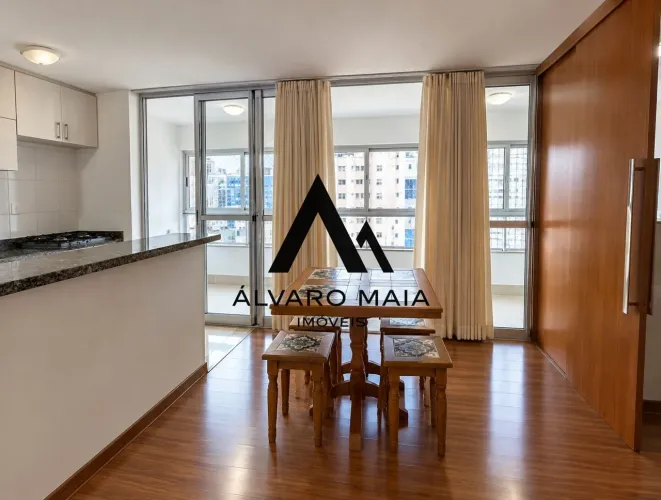 Apartamento Semi-Mobiliado de 1 Quarto com Varanda em Lourdes 40 m²