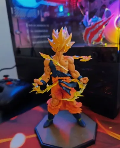 Goku Super Saiyajin Dragon Ball com Base e Efeitos Especiais