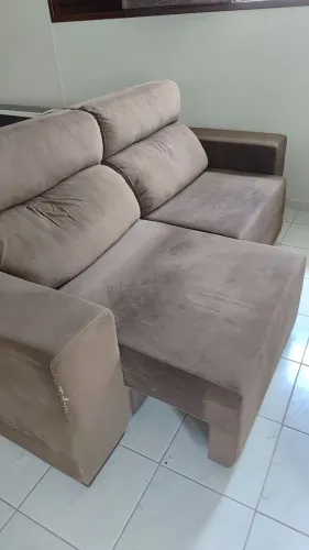 Sofá 4 Lugares Retrátil e Reclinável - Marrom Suede (Confortável)