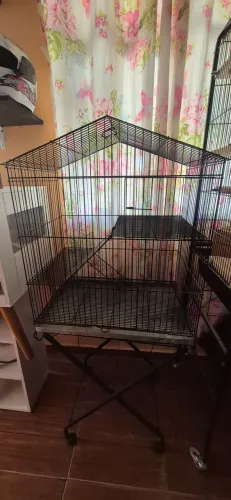 Gaiola pata twister, poquinha da india ou chinchila, 2 andares com suporte com rodas